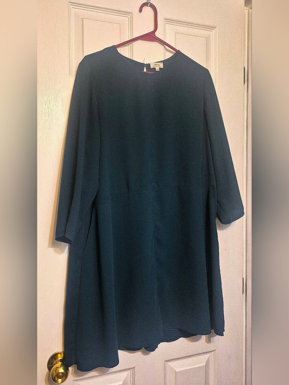 Wilfred Teal Long Sleeve Swing Dress, Size Large. Pockets And Lined. So Cute!
